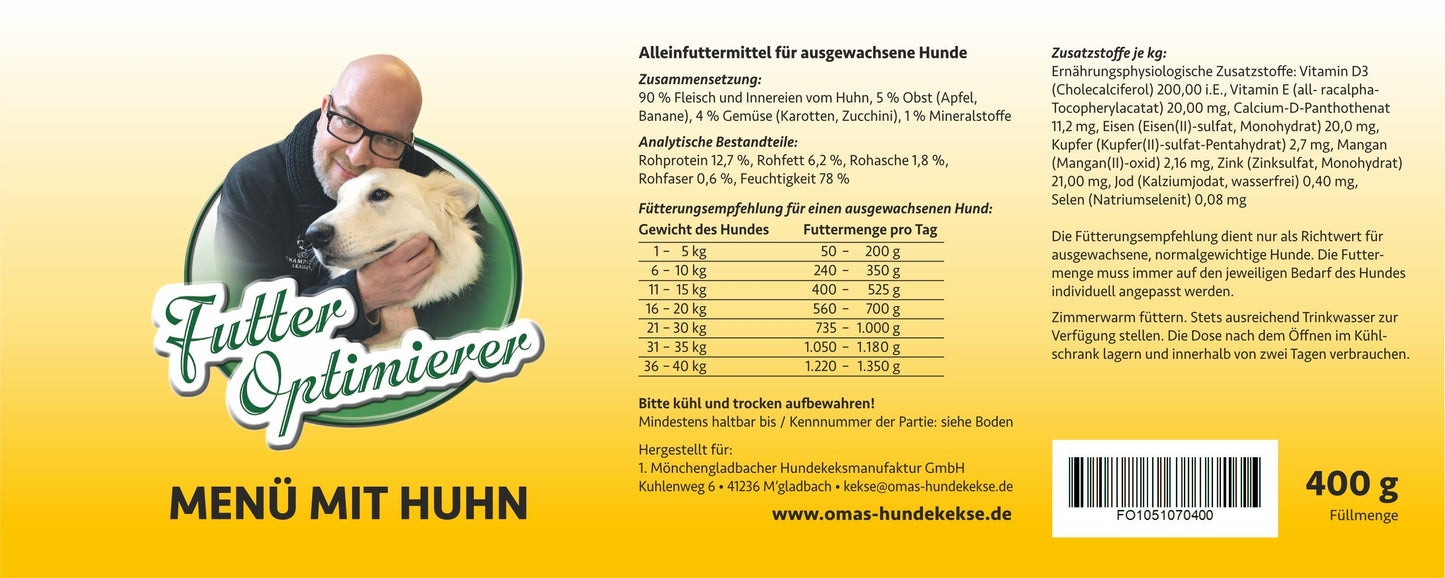 Futteroptimierer Huhnmenü in der Dose