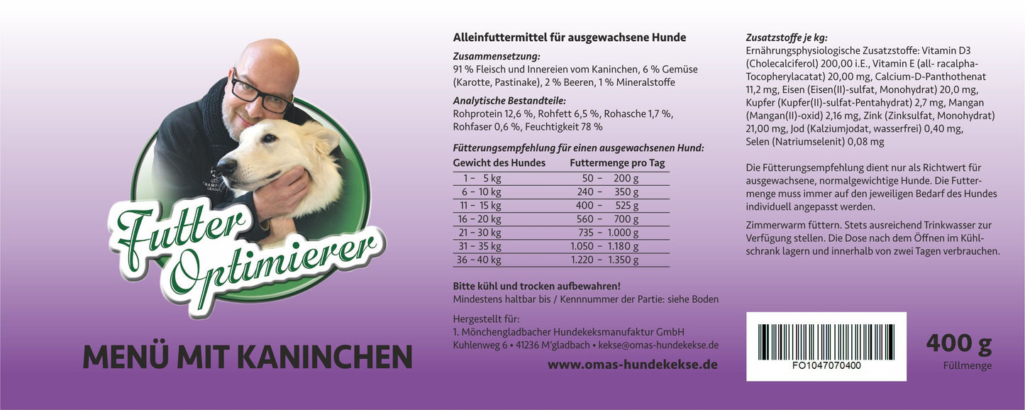 Futteroptimierer Kaninchenmenü in der Dose