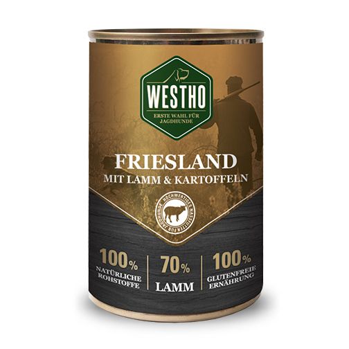 Westho Friesland Nassfutter Hund – Lamm & Kartoffeln getreidefrei 400 g –  Omas Hundekekse