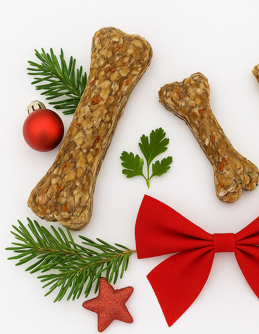 Knabberbar: Kauknochen mit Kabeljau und Kräutern